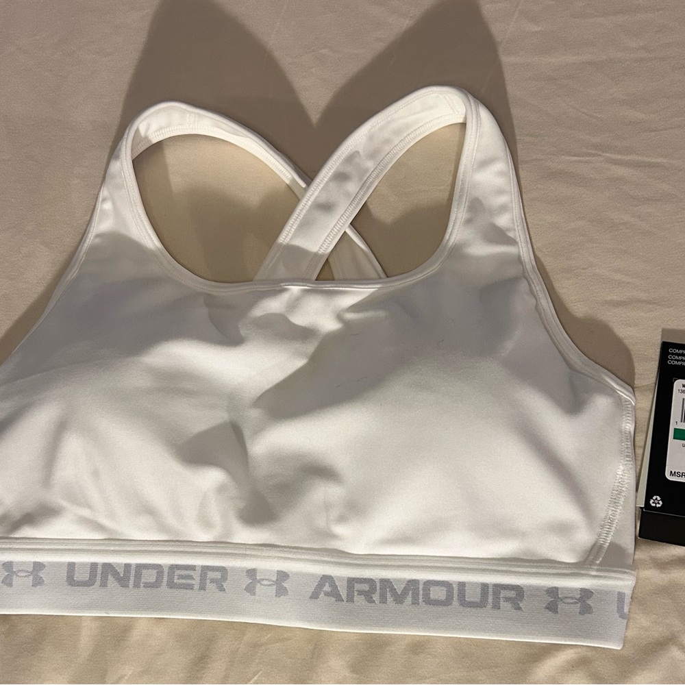 Under Armour White Crossback Mid Bra - Medium Support